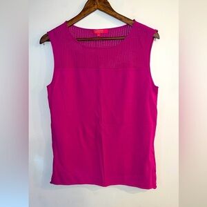 CATHERINE MALANDRINO Women’s Magenta Perforated Detail Knit Tank Top Size L